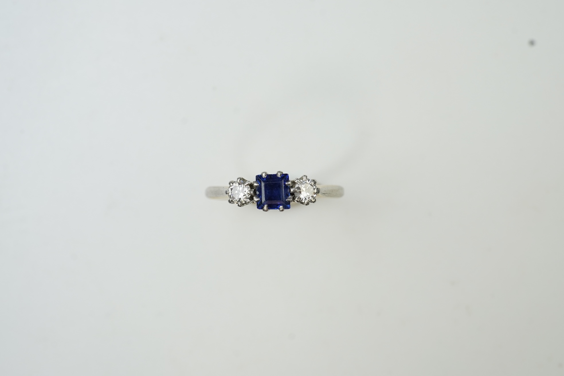 A small sapphire and diamond ring, early 20th century